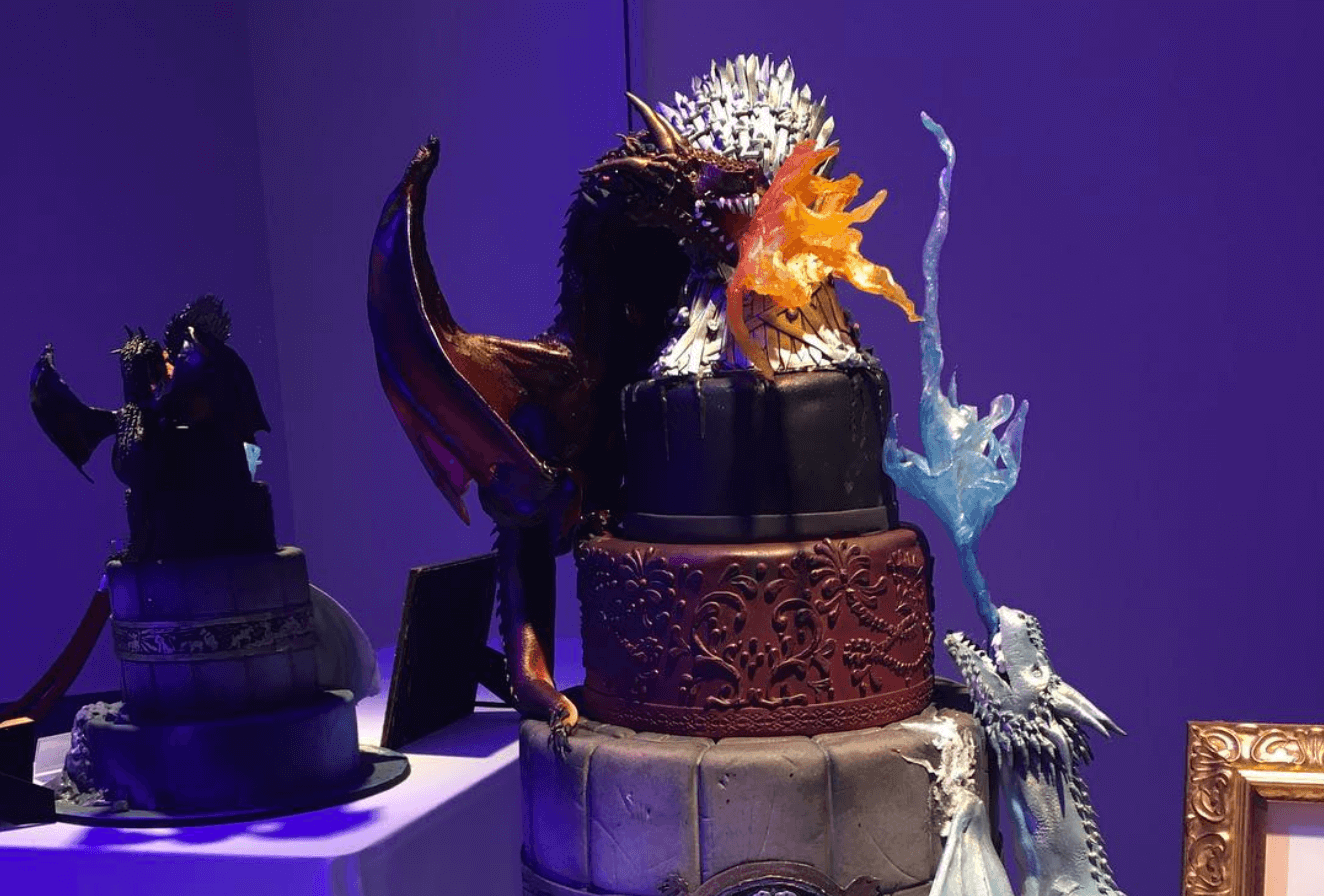 Tiered cake with dragons