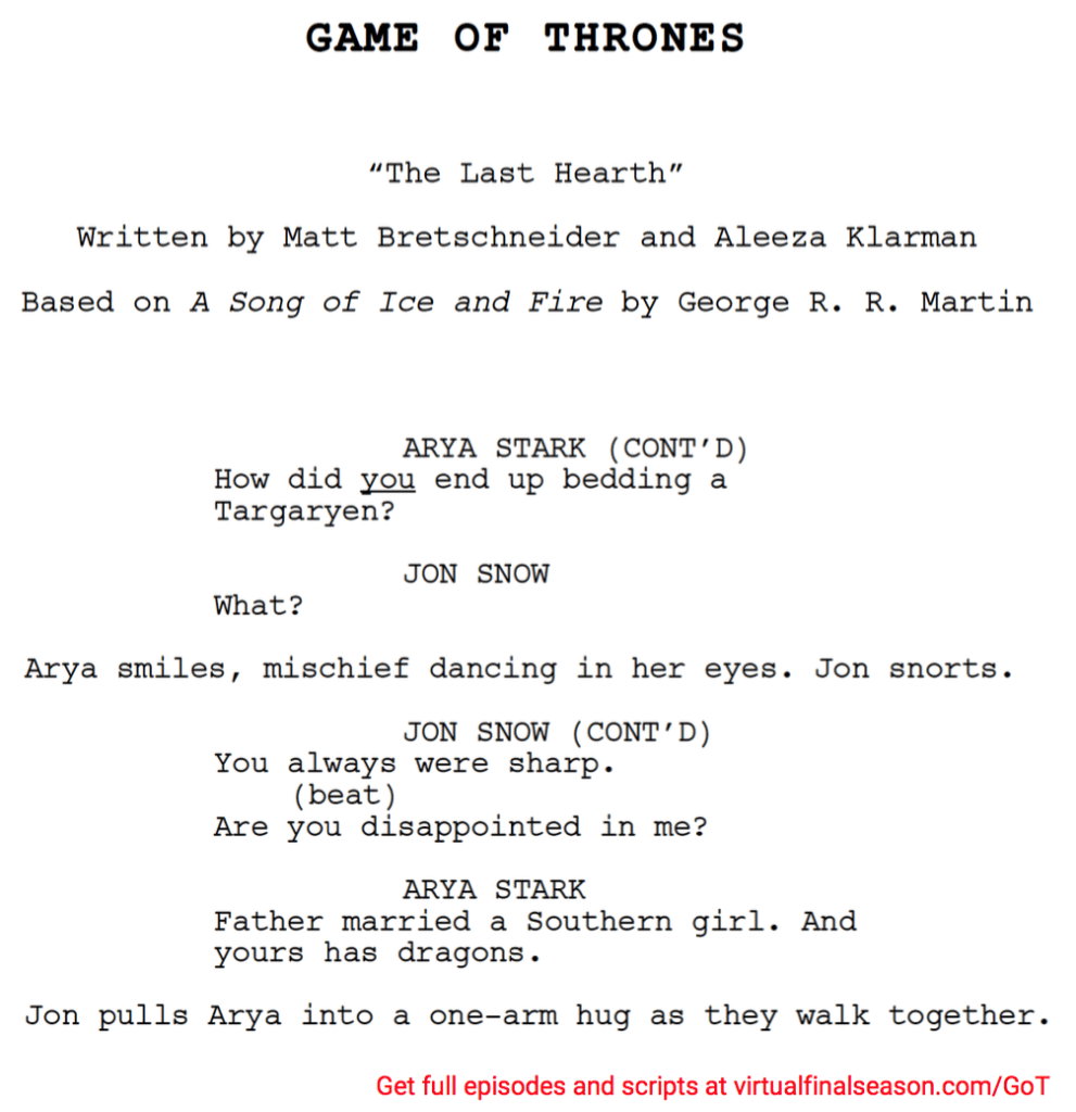 Script excerpt from episode 801