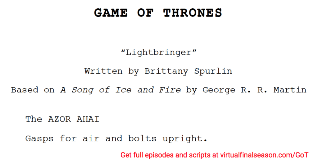 Script excerpt from episode 806